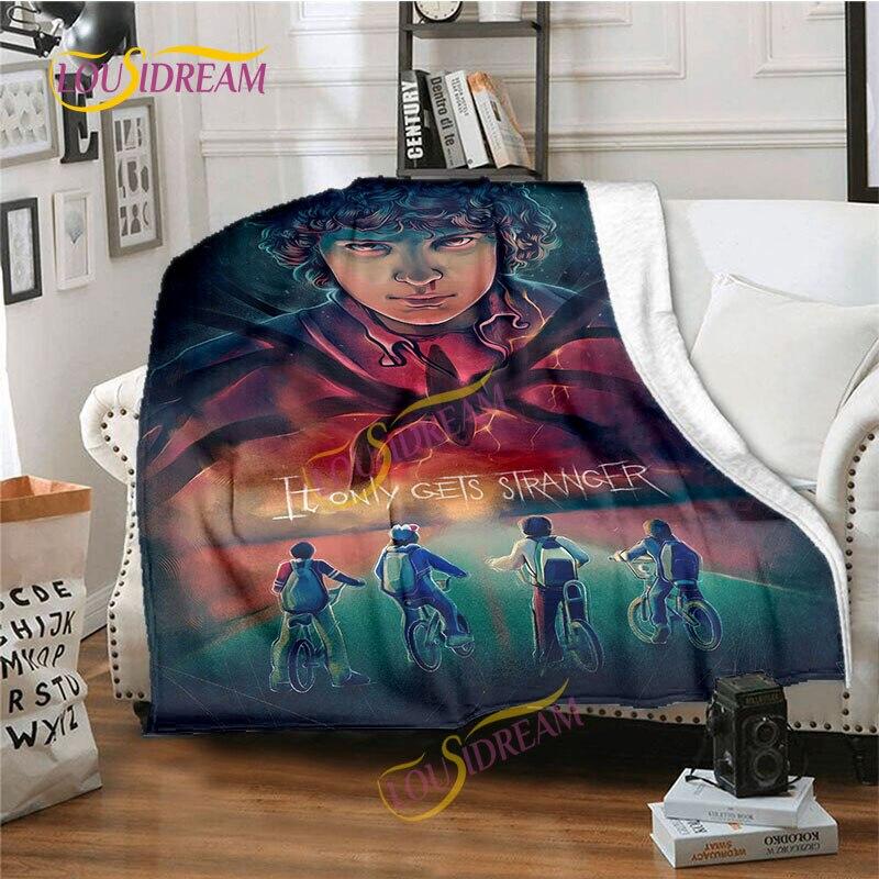 Stranger Things Flannel Blanket  Warm Comfort  Blanket Home Office Noon Break Blanket Travel Bed Sofa Washable Blanket.