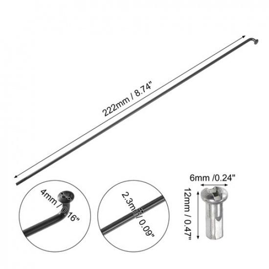FORTY Bicycle Wheel Plated Spoke Universal Steel with Nipples 13G 222mm