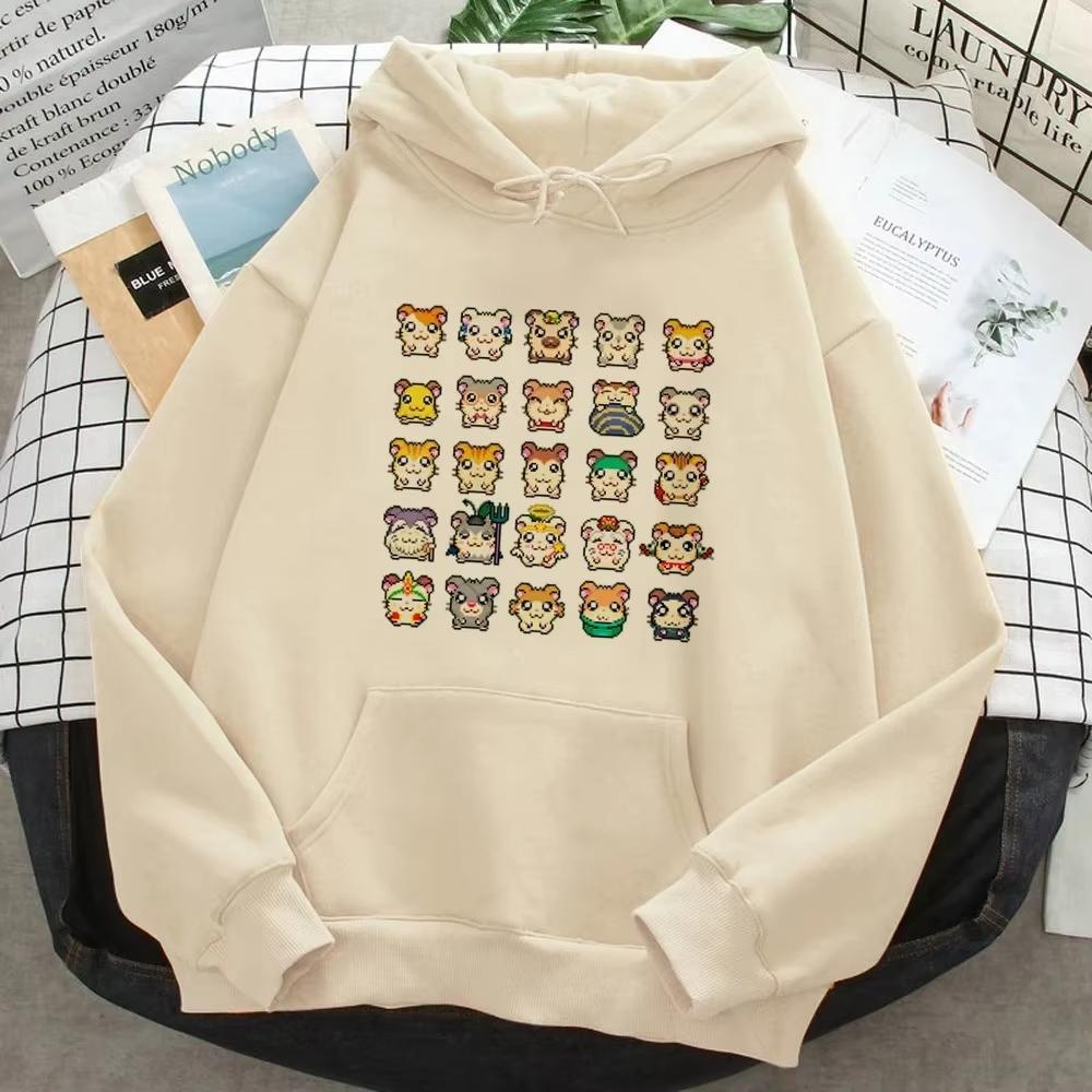 Hamster Cute Graphic Printed Hoodies Women Graphic Kawaii Anime Fleece Pulls Sweater Women Autumn Winter Hoodies Clothing