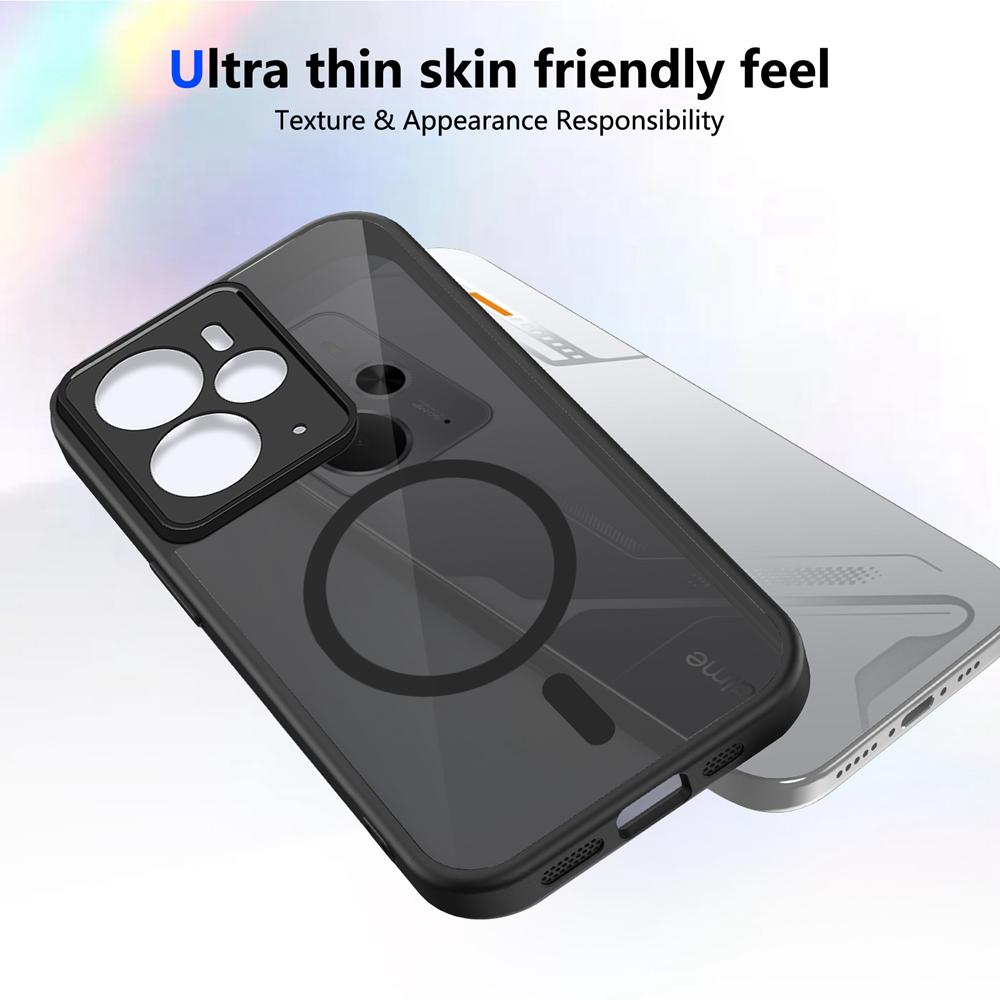 KEYSION Magnetic Phone Case for Realme 14 5G Silicone+PC Matte Translucent Clear Shockproof Back Cover for OPPO Realme 14T 5G