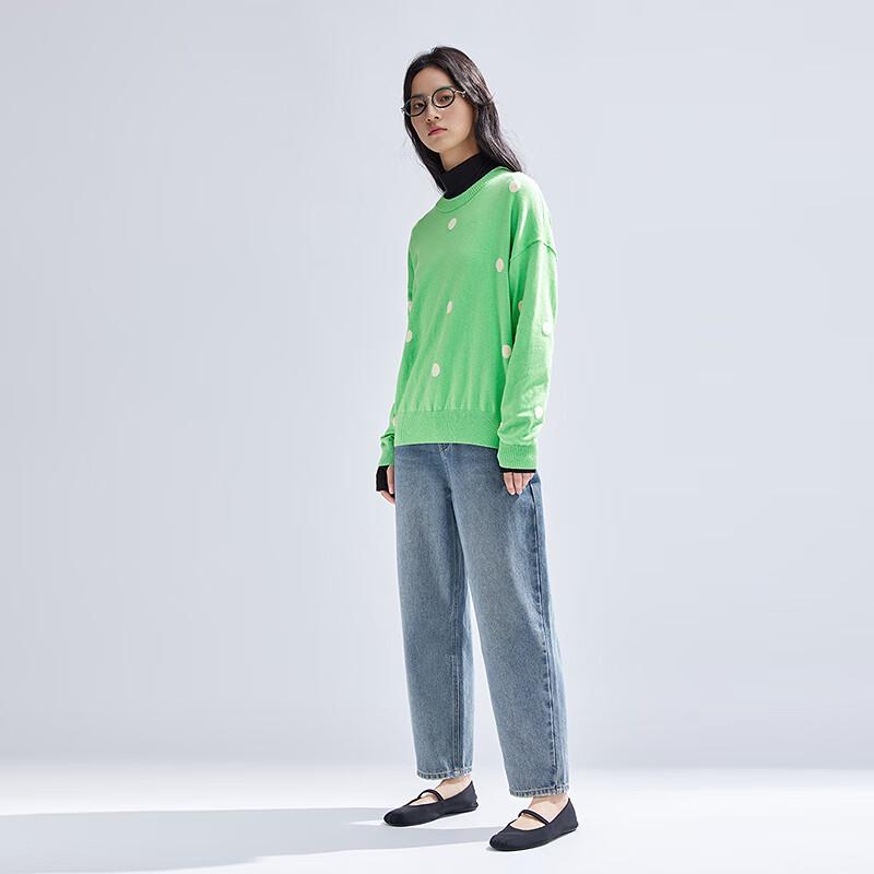 Women's Stylish Polka Dot Knit Round Neck Sweater