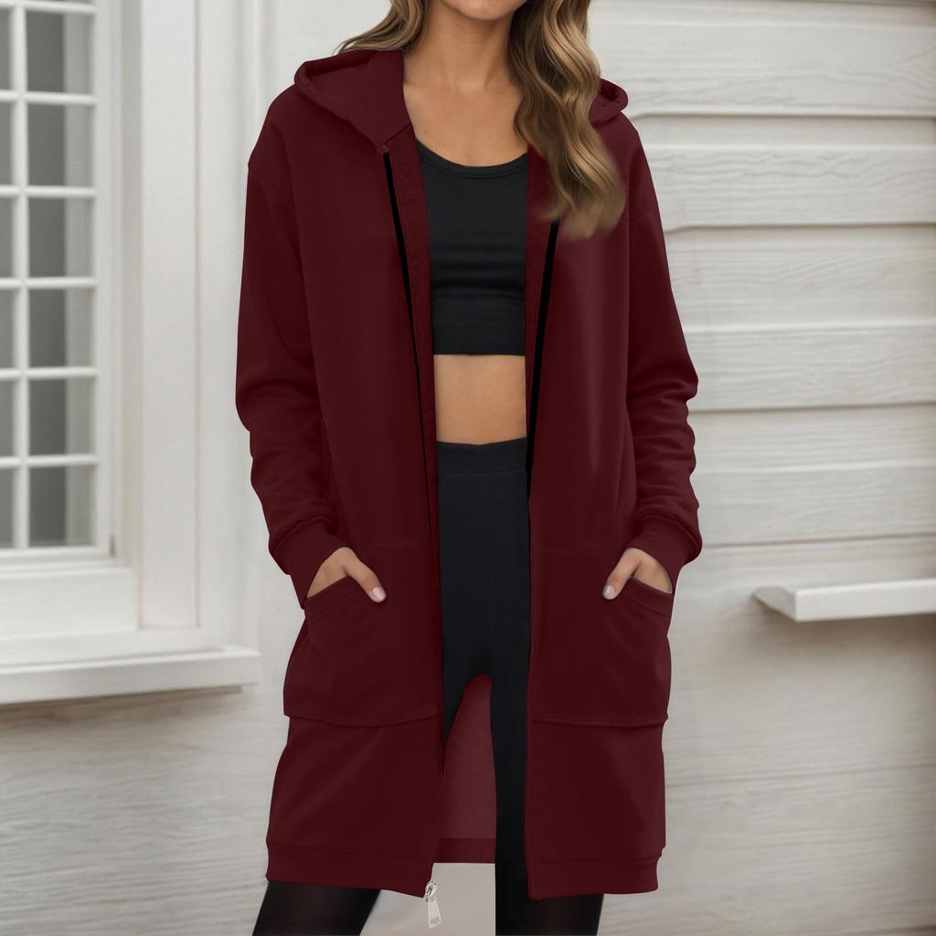 Women's Zip Up Hoodies Oversized Fleece Long Pullover Hooded Sweatshirts Casual Long Sleeve Fall Hoodie Jacket