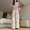 White Wide-leg Pants Women's New Spring and Autumn Small Loose and Drape Casual Lazy Straight Soft Waxy Glutinous Rice Pants