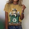 Fun animal pattern women's T-shirt cat print casual short sleeved top
