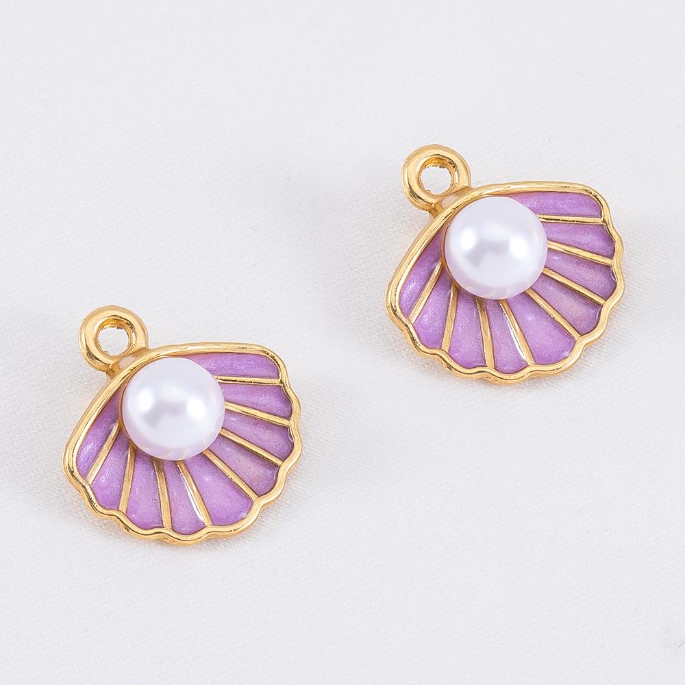 10pcs Cute Green Purple Pink Enamel Ocean Crab Conch Fishtail Heart Charms Alloy Pendants DIY Necklace Bracelet Jewelry Findings
