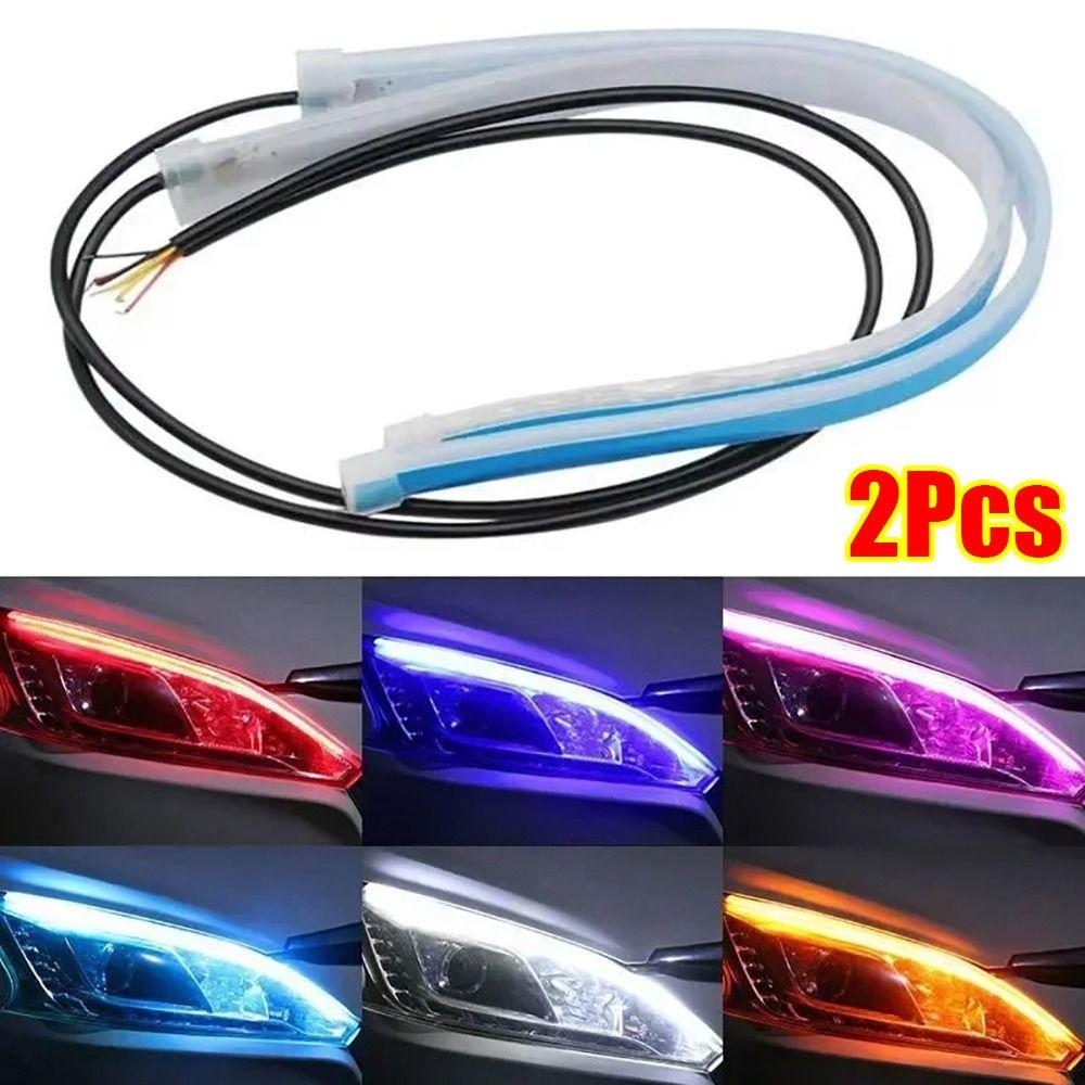 1/2Pcs 30cm DRL LED Strip RGB Turn Signal Durable Auto Headlights