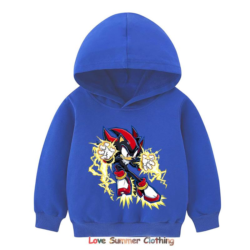 2025 Shadow Kids Hoodie Boys Pullover 4-14Yrs Girls Tops Hedgehog Long Sleeve Sweatshirt Polyester