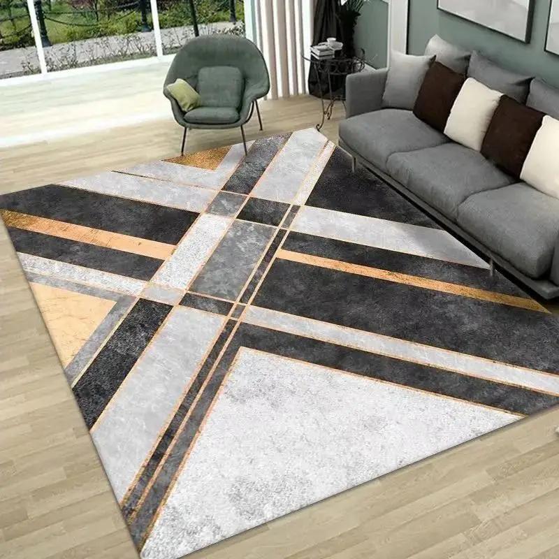 Nordischer brauner Druckteppich für Wohnzimmer Schlafzimmer Dekor Zuhause Boden Große Größe Matte Rutschfest Couchtischbereich Teppich Badezimmer Fußmatte