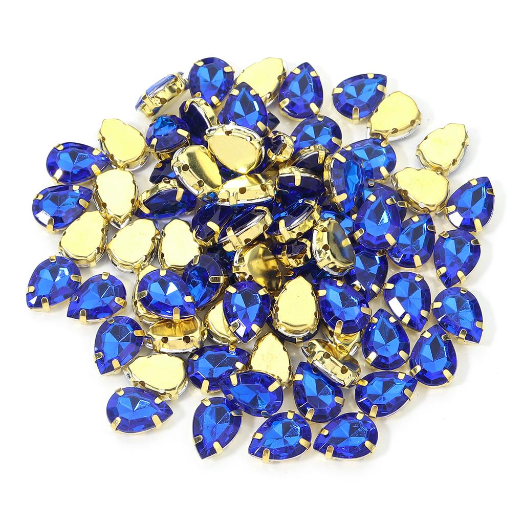 50 Stück/Los Bunte Tropfenform Acryl Aufnäher Strasssteine Mit Goldener Kralle Basis Tropfenform Perlen Für Kleidung Schmuck Dekoration