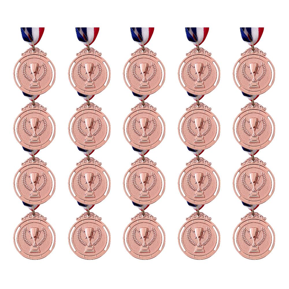 50-1PCS 2 Inches Gold Silver Bronze Award Medal with Neck Ribbon Gold Silver Bronze Prize Round for Competitions Party
