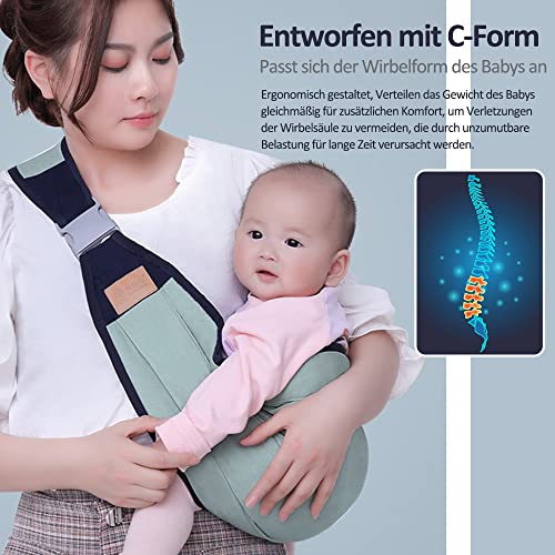 Baby Wrap Carrier, Adjustable Infant Sling with Thickened Shoulder Straps, Ergonomic Support for Newborn to 36 Months