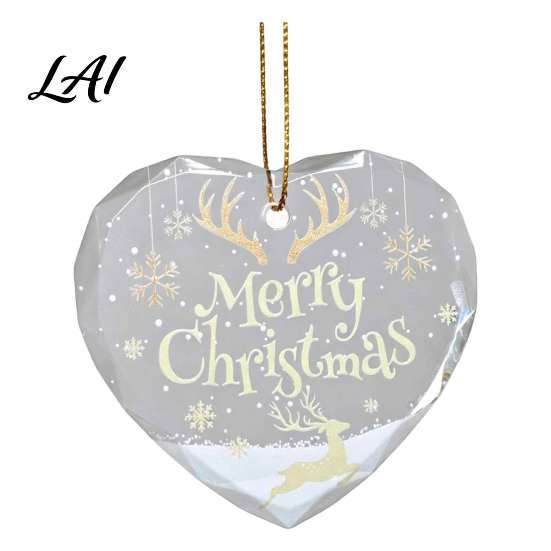 Festive Porch Hanging Ornaments Heart Shaped Christmas Ornaments Crystal Santa Winter Scene Ornament Transparent Clear Plastic for Tree Xmas Pendant
