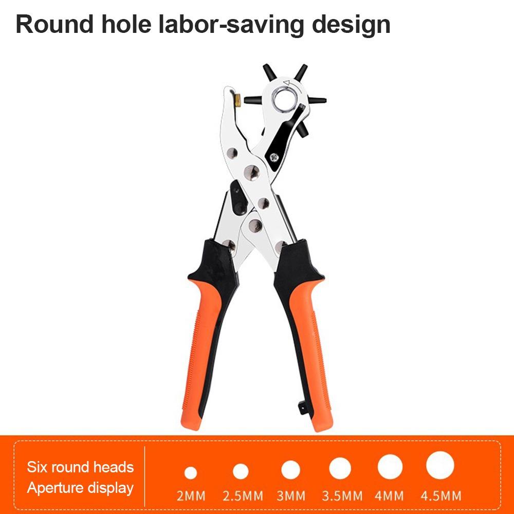 Useful Metal Leather Hole Punch Pliers Handheld Revolving Hole Punching Tool Adjustable Ergonomic Handle Hole Puncher
