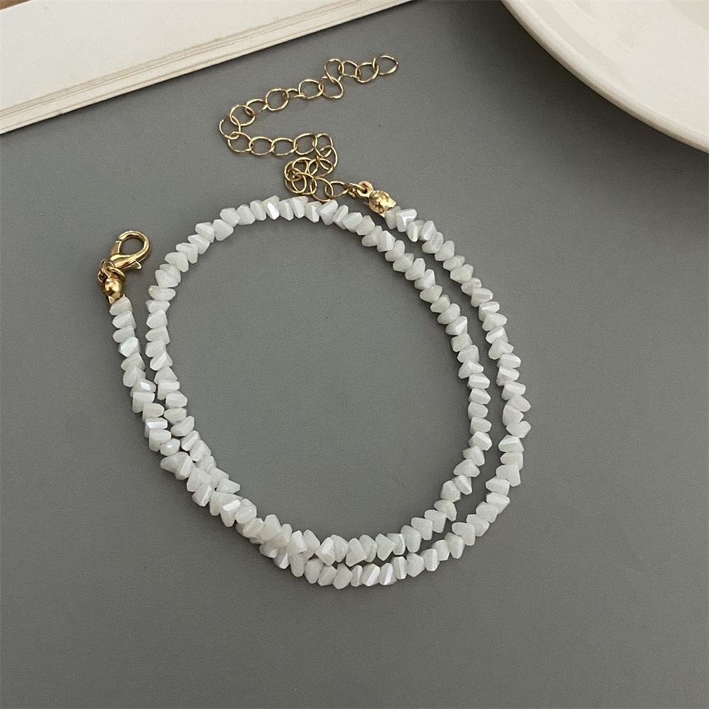 New Fashion Irregular Crystal Beads Choker Necklace White Transparent Black Pink Triangle Crystal Trendy Neck Jewelry