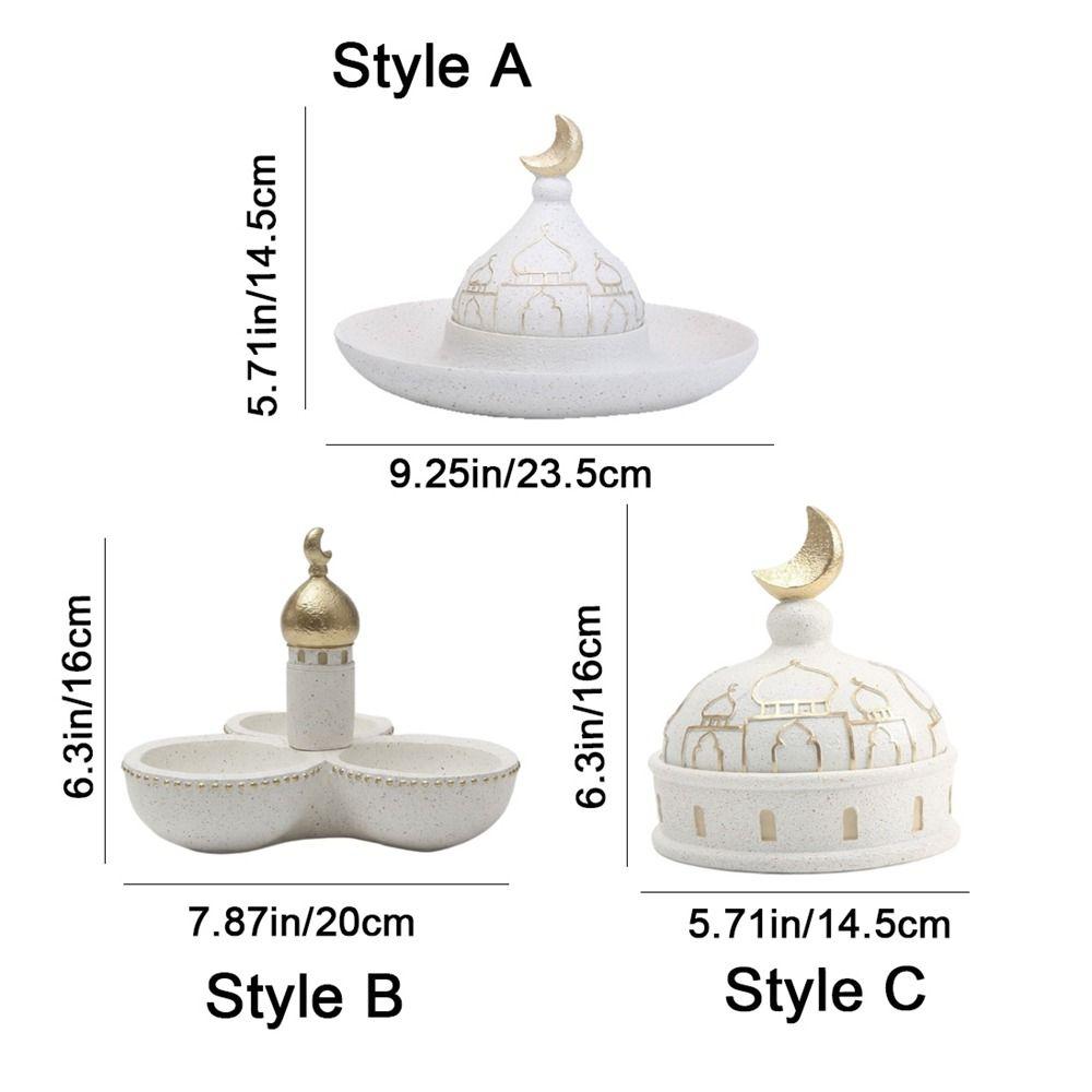 Resin Castle Figurine Storage Box Handmade Decorative Food Serving Tray Middle Eastern Style Ramadan Ornaments for Living Room