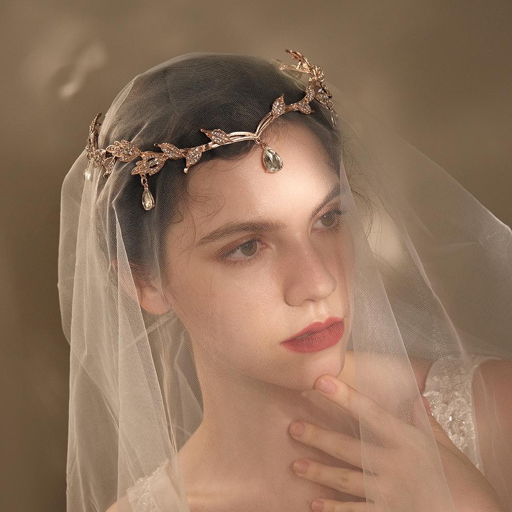 Bohemian Rhinestone Bridal Teardrop Forehead Headpiece