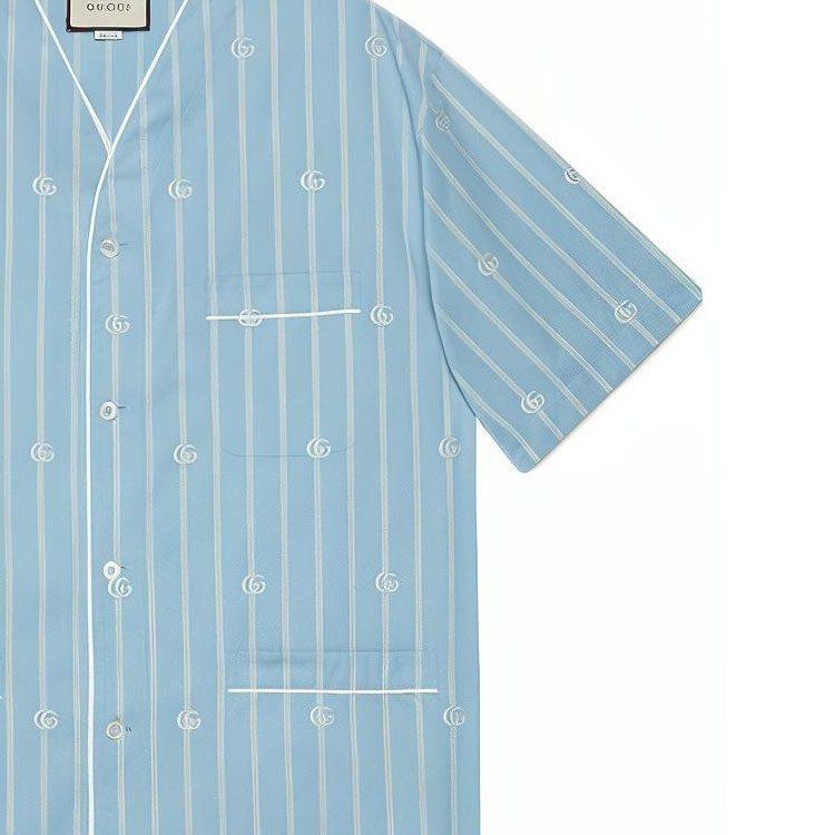 Gucci Shirts Men's Blue V Neck Moderate Other 618919-ZAEQH-4234