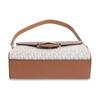 Michael Kors Fleur Solid Color Logo Lock Flap Closure Cowhide Baguette Hand Shoulder Bag Women's Vanilla and Brown
