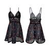 Sexy Sheer Heart Print Pajamas Lace Cami Nightgown Romantic Women's Loungewear 877 Sweet Seductive Sleepwear Featuring a Cute Heart Print