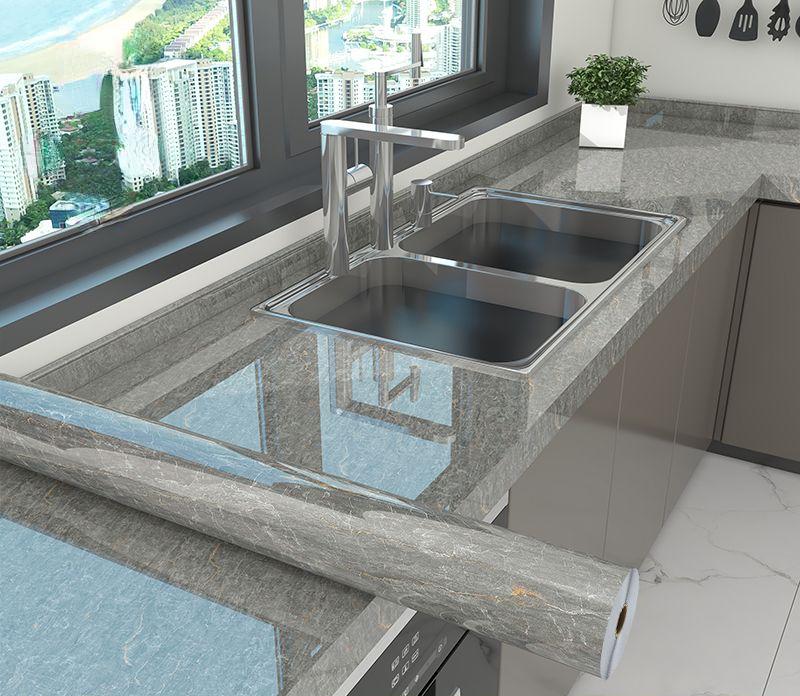 Wall Adhesive Wallpaper for Kitchen Marble Pattern Oil-proof Stickers Kitchen Stove PVC Wallpaper Home Decor Waterproof Film