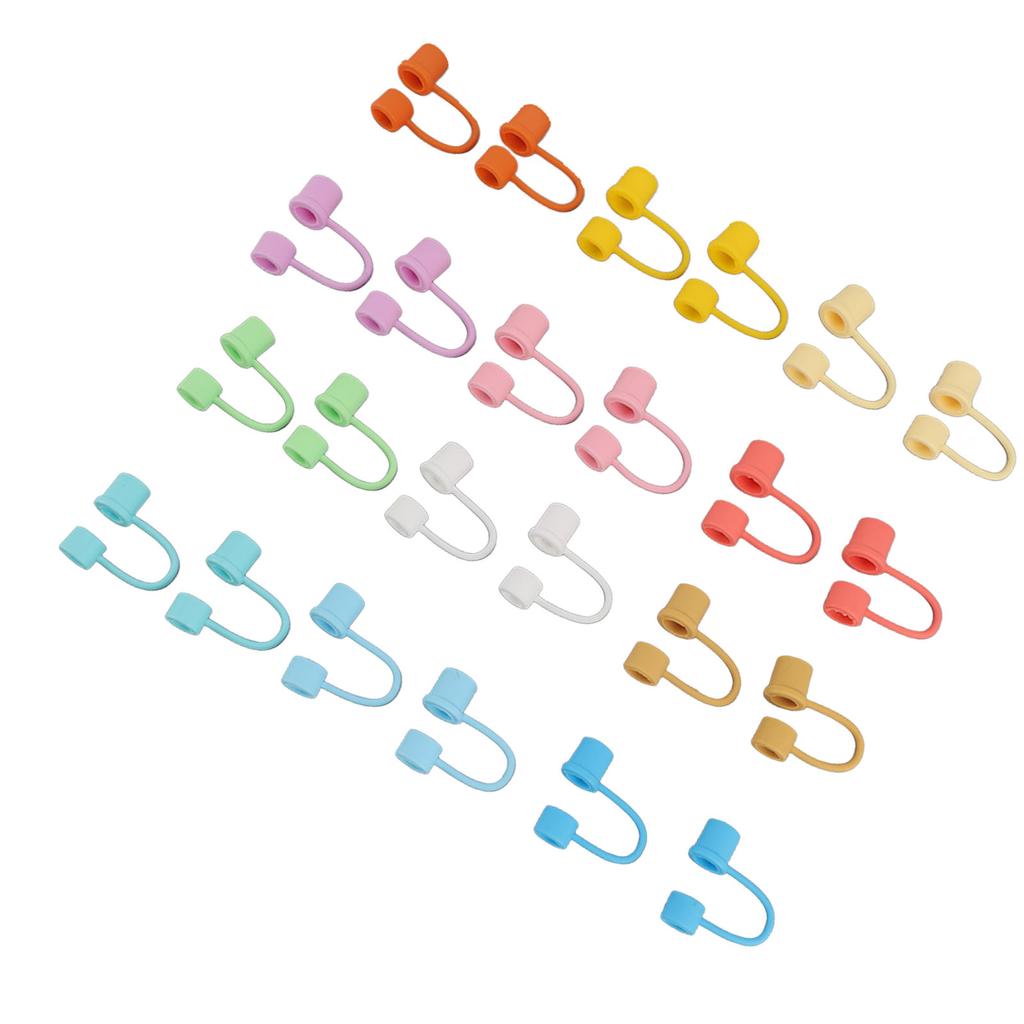 Drinking Straw Lid Cover Silicone Dust Proof Reusable Universal Cute Straw Cover for Drinking 24 PCS Rainbow