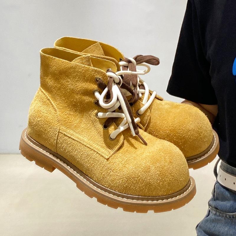 

Blue Cabinet Casual British Big Head Outdoor Mountaineering Six-Hole Thick-soled Maillard Retro Rhubarb Boots Martin Boots Women s Short Boots 35 жёлтый