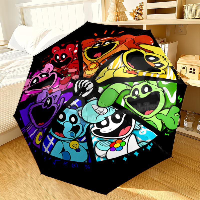 Happy smiling Cartoon Characters Umbrella 8-Frame for Travel, camping, Casual Lightweight Portable Umbrella, Essential for every family Holidays Gift