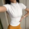 Summer High Quality Waist Slimming Training Tops Women's Quick-drying Tight Stand Collar Full Zipper Short Sleeves Yoga Shirts