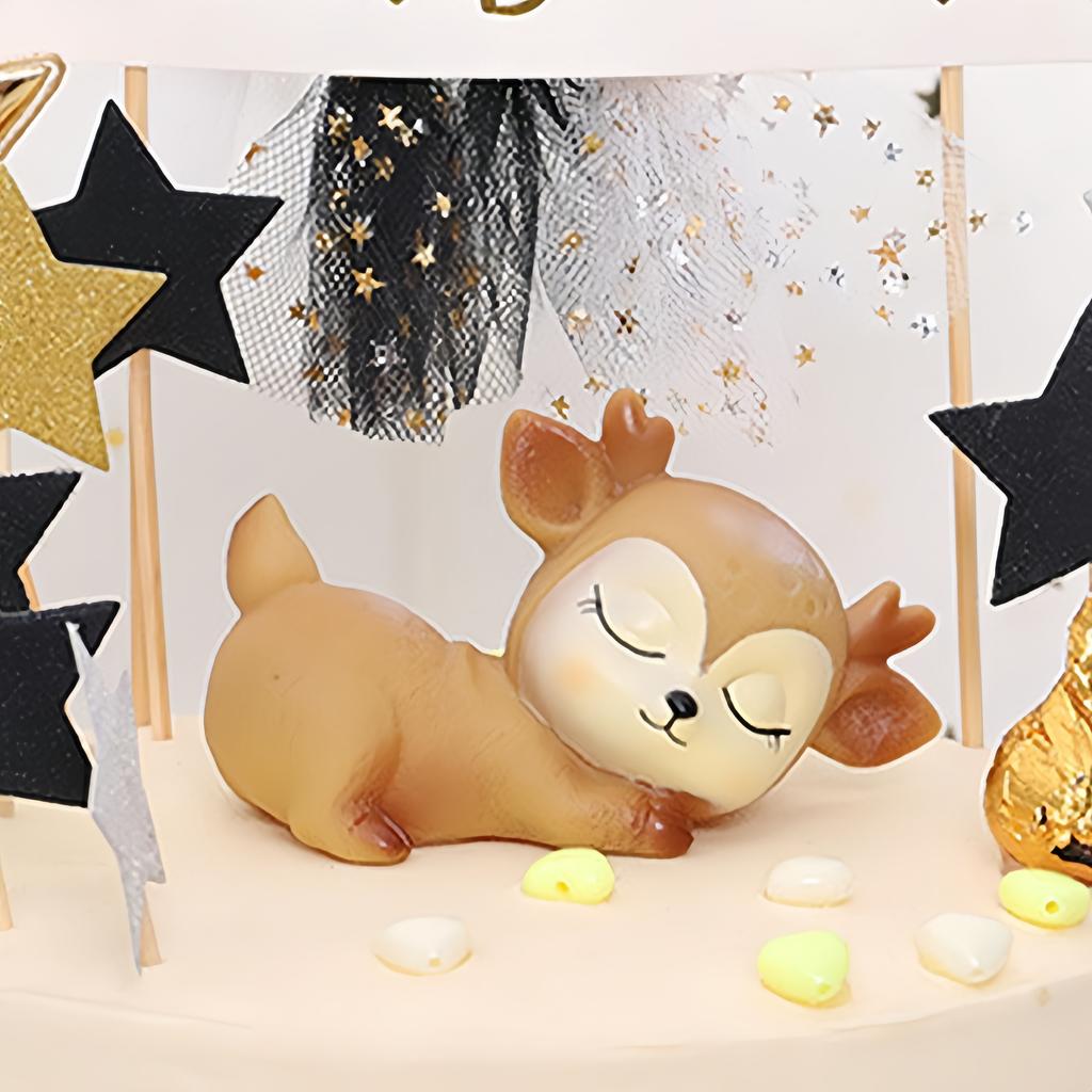 1 Stück Weihnachtsschmuck Cartoon Reh Baby Niedlich und Verspielt Auto Reh Ornament Kreatives Harz Damhirsch Kuchendekoration