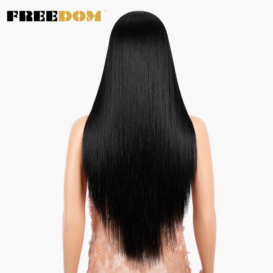 FREEDOM Synthetic Lace Front Wigs For Women Ombre Brown Blonde Wig Straight Lace Wig 28 Inch Heat Resistant Fantasy Cosplay Wigs