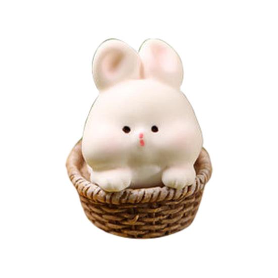 Mini Rabbit Figurine Easter Resin Bunny Miniature Figures Tiny Animal Fairy Garden Ornament for Micro Landscapes Potted Plants Dollhouse Cake