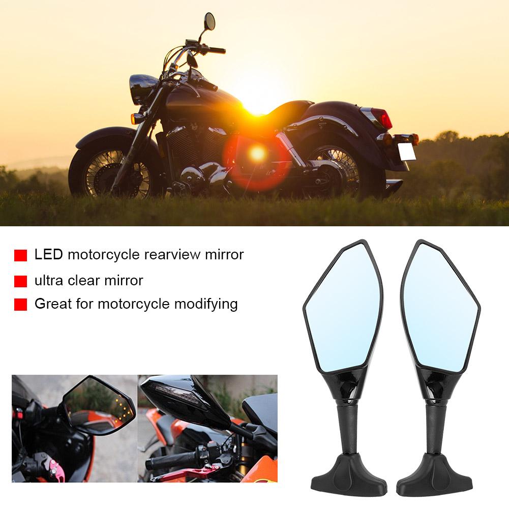 2 pcs LED Rearview Mirror Modified Motorcycle Mirror Lamp Shell with Light (black)