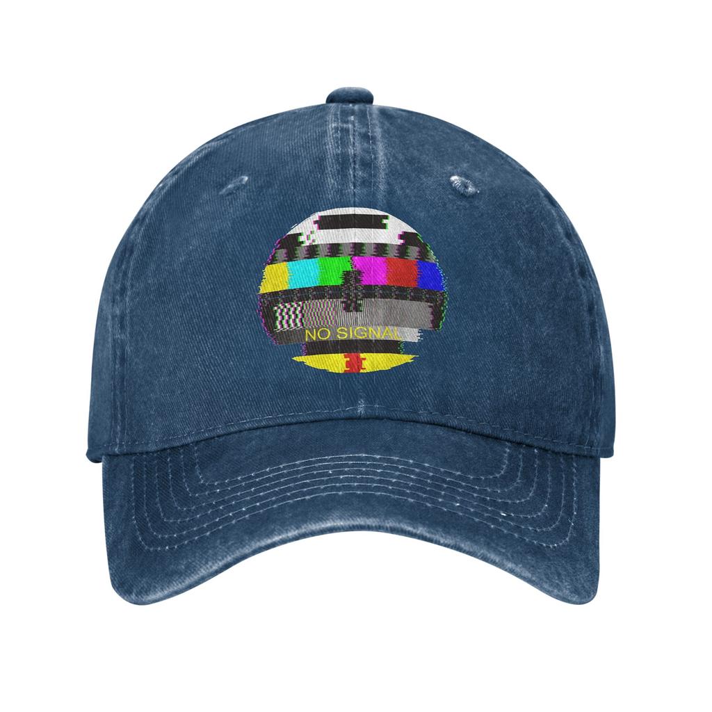 Retro TV Test Card Glitched No Signal Unstructured Baseball Cap Distressed Denim Retro Sun Cap All Seasons Travel Adjustable Hat