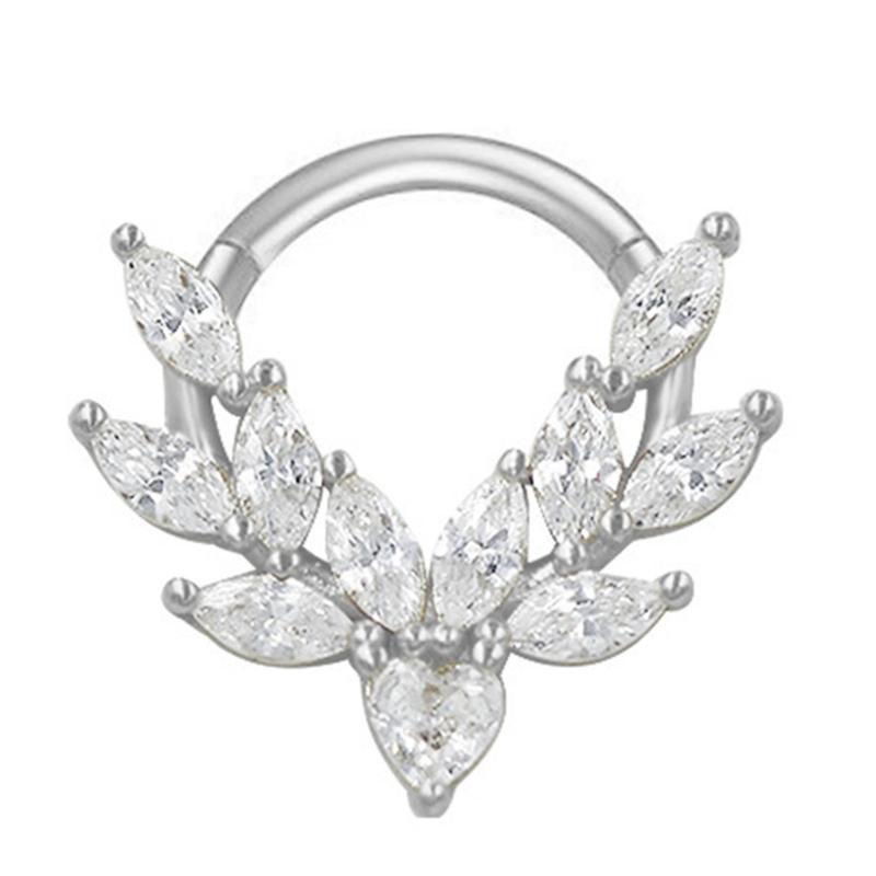 Crystal Nose Piercing Silver Color Septum Ring Stainless Steel Accessory for Ear Helix Cartilage Body Accessories