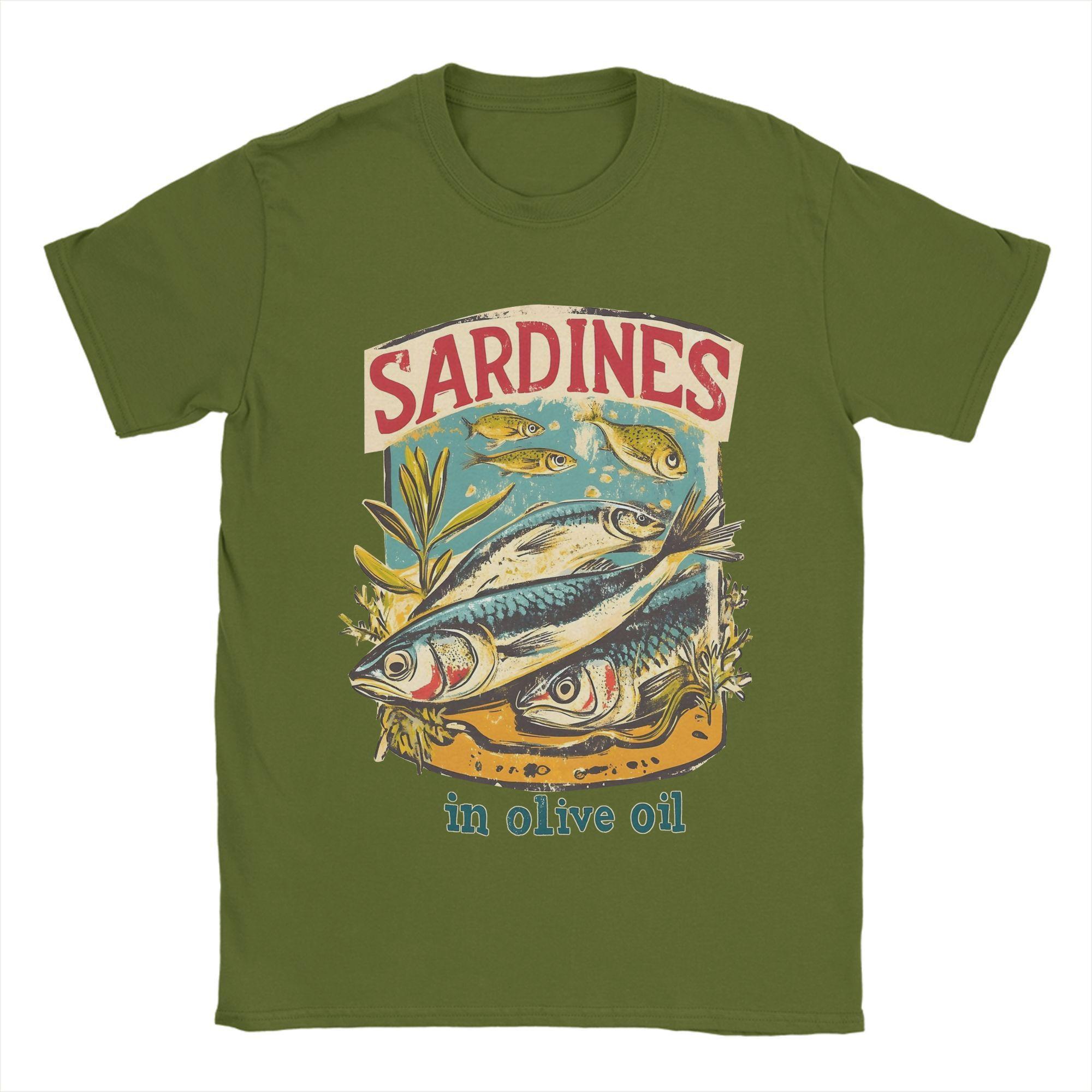 

Sardines in olive oil T Shirt Summer A Vintage Poster Cotton T-Shirts For Men Fashion Casual Tshirt Sleeve Street Style Tees 4XL