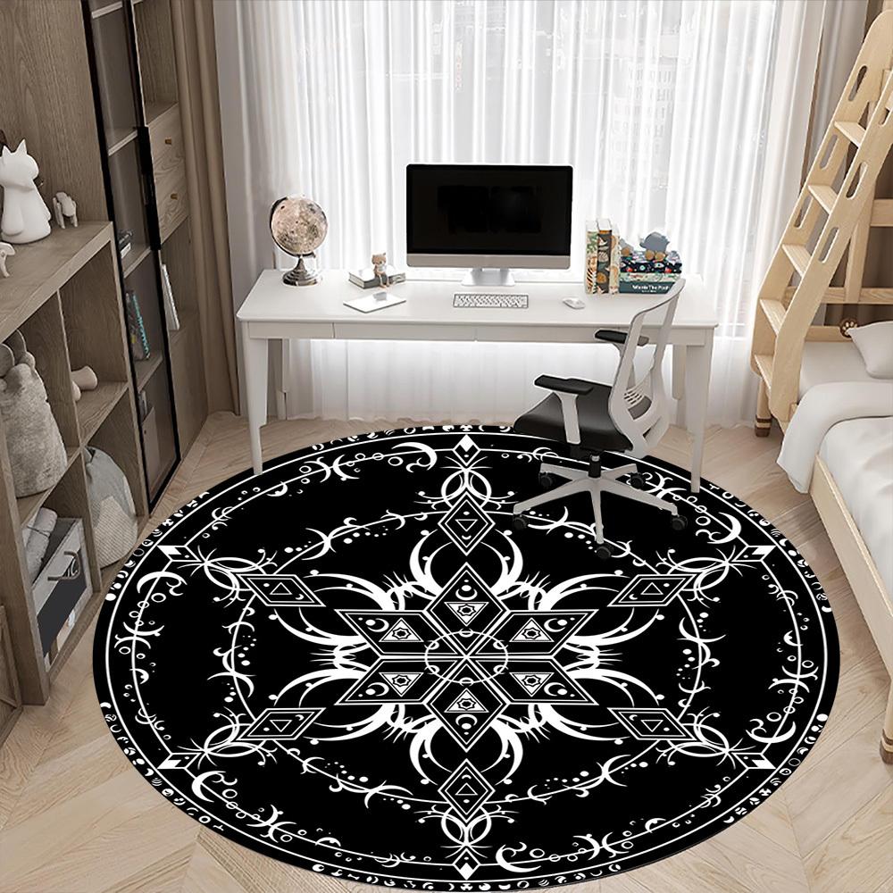1PC Mystic Symbolism Chair Carpet for Office, Indoor Non-Slip Washable Carpet, Soft Comfortable Mat For Office Room Yy250930260