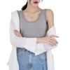 Spring & Summer Women's Lace Ribbed Cotton Tank: Slimming Plus-Size Sleeveless Round Neck Base Layer