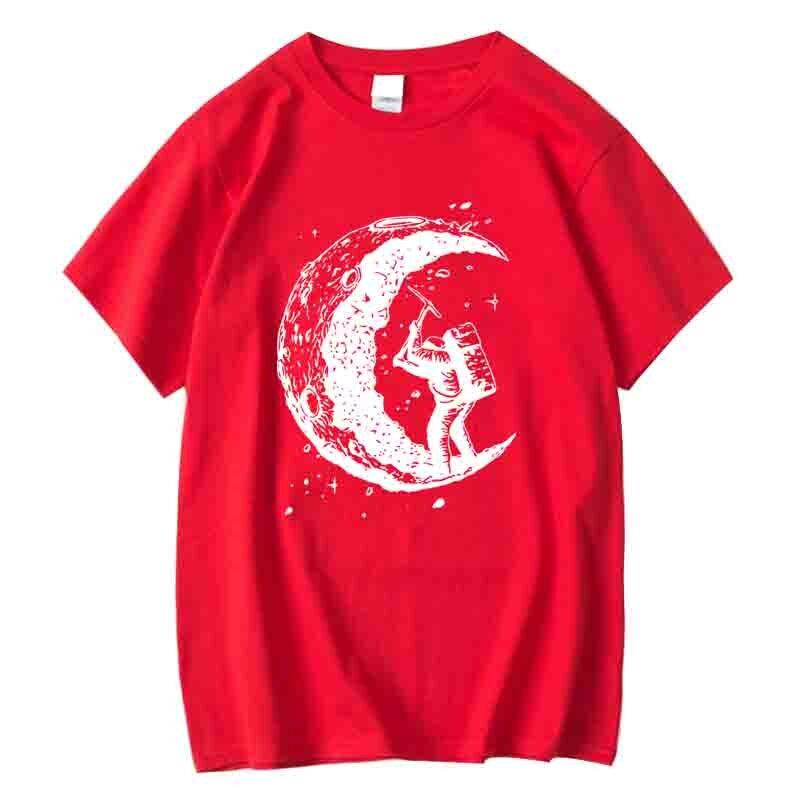 

Men s n Retro Moon Working Man Print Casual Summer Daily Home Short Sleeve Men s T-shirt T-shirt Street Hip Hop T-shirt 4XL