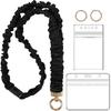 Breakaway Scrunchie Lanyard with Id Holder, Stretchy Teacher Lanyards for Id Badges Keys, Black