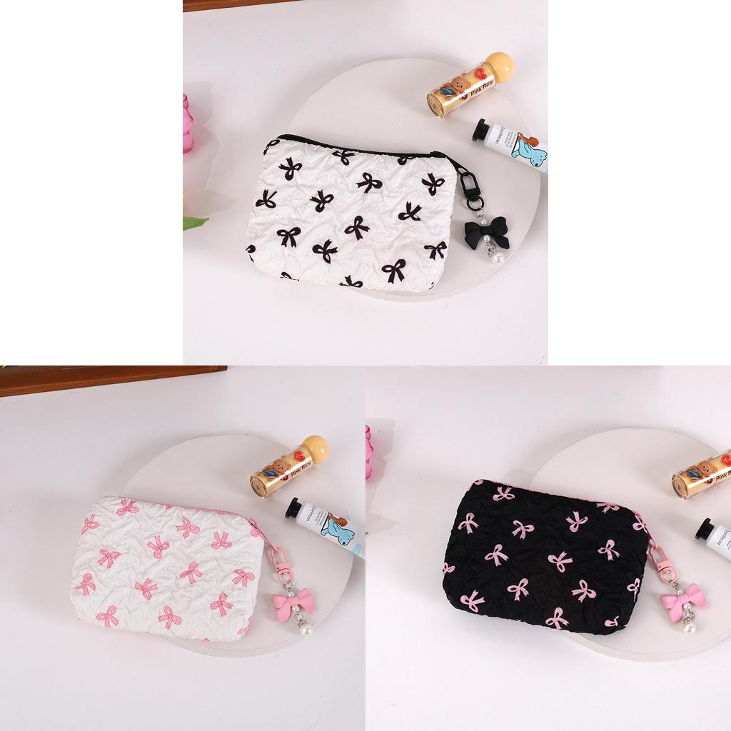 Small Fresh Butterfly Bow Polyester Wallet With Large Capacity Card Organizer And Makeup Bag For Daily Use