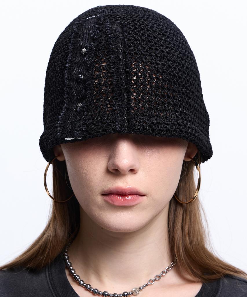 Aleseueseussi Denim Patched Rivet Beanie - Black