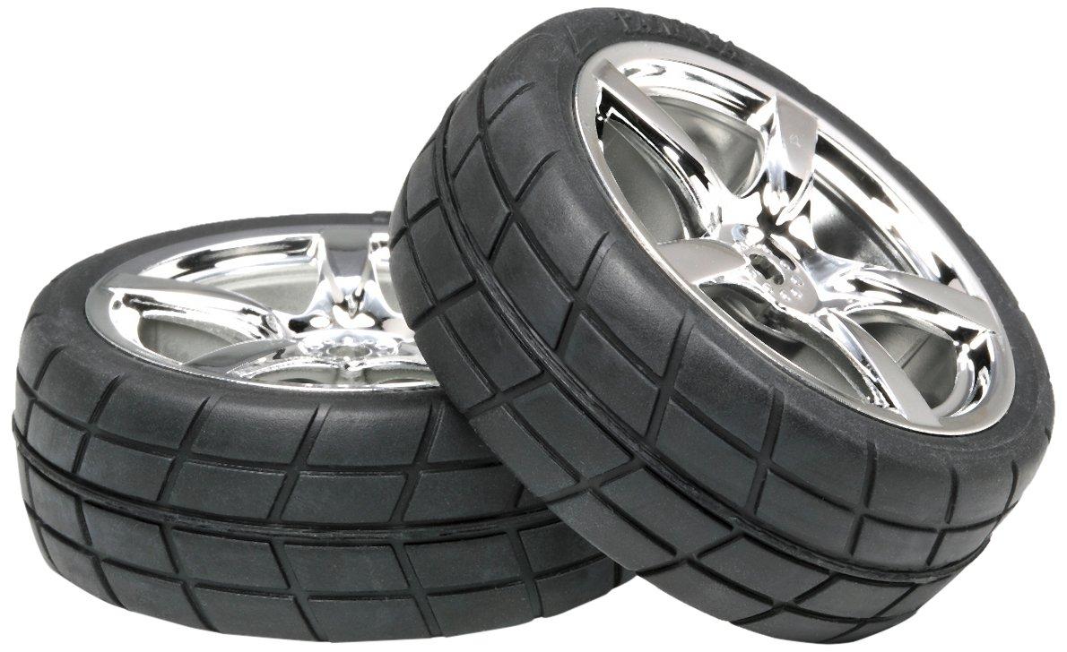 

Tamiya OP Parts Plated Wheels with Radial Tires x OP.955 5-Spoke Pre-Glued (24mm 0) 2pcs. (Product Code 53955)