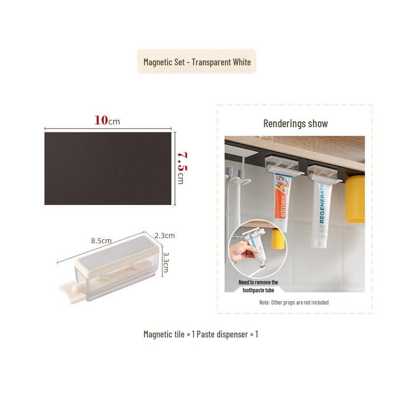 LIEI Magnetic Wall-Mounted Toothbrush & Toothpaste Holder with Dispenser