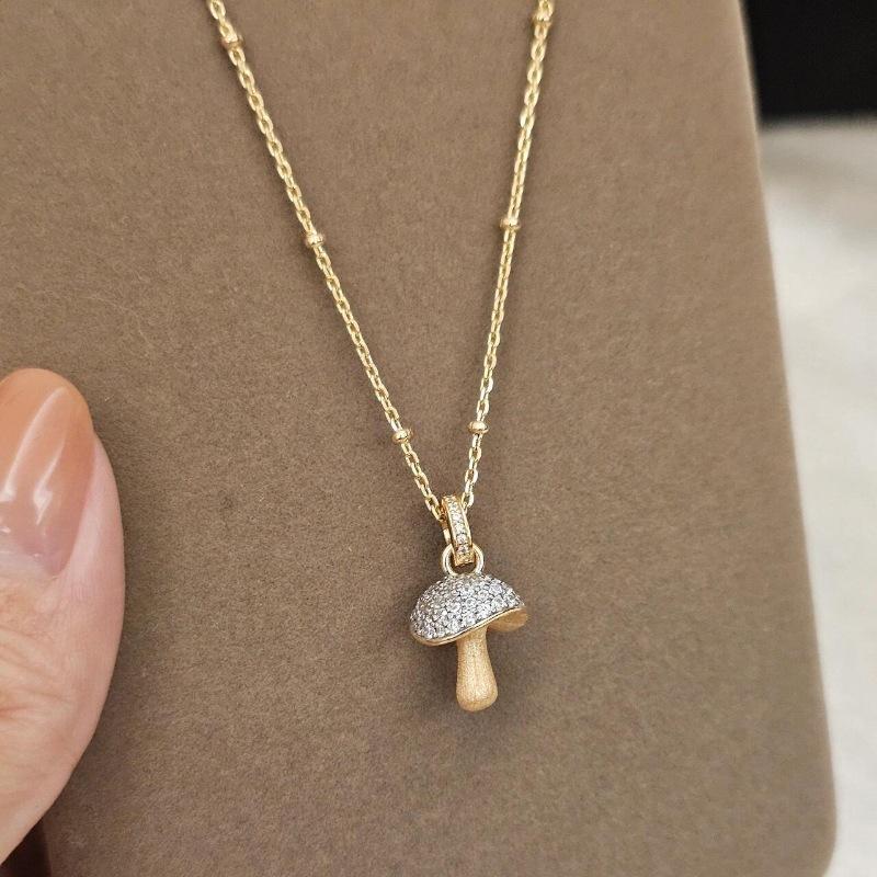 

Минималистичный дизайн инкрустация Циркон матовый милый кулон в виде гриба ретро тренд уникальное ожерелье модная цепочка-колье Циркон 45cm