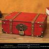 Retro Wooden Rectangular Storage Box Set with Lock - Creative Organizer & Decorative Props