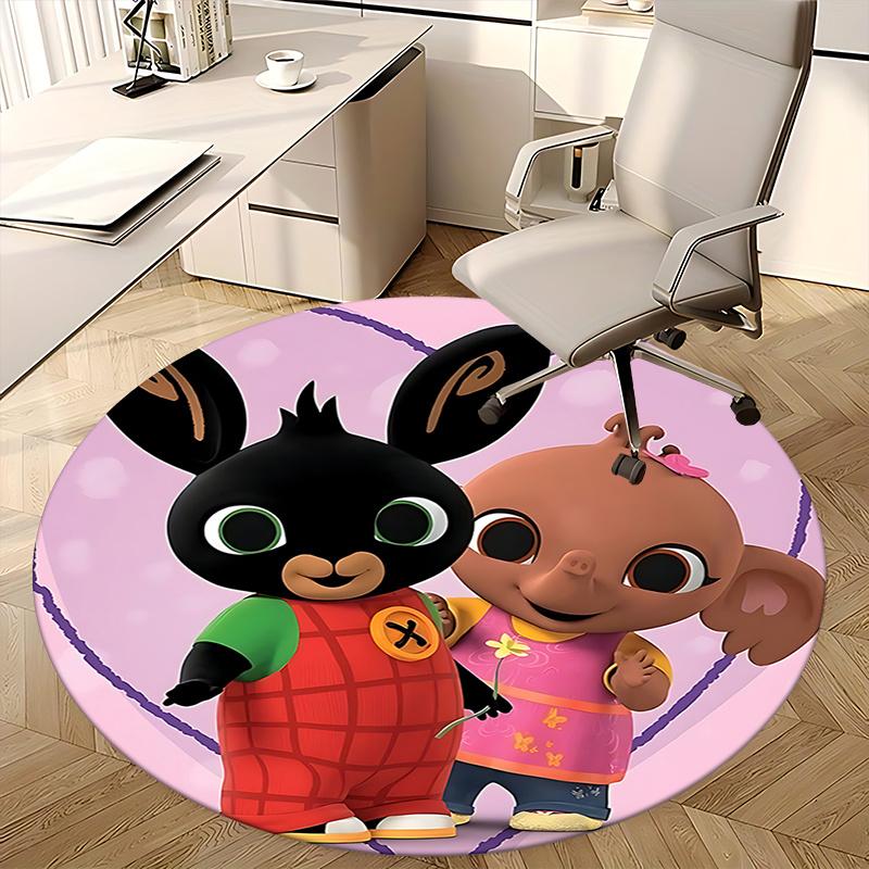 Charming Cartoon Character Chair Mat - Round Carpet for Home Decor