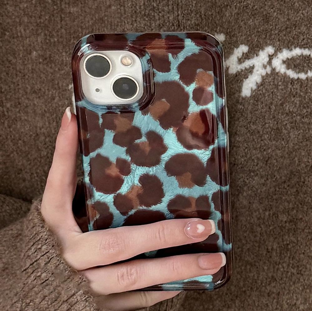 Phone Case For iPhone 17 16 15 14 13 11 12 Pro Max Air XS 16E Plus SE2 Korean Cute Leopard Print Gradient Patern Lovely Cover