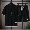 Summer Men's Two Piece Set Linen Fabric Casual T-Shirt and Shorts Set Mens Sports Suit Fashion Short Sleeve Tracksuit Men Suits