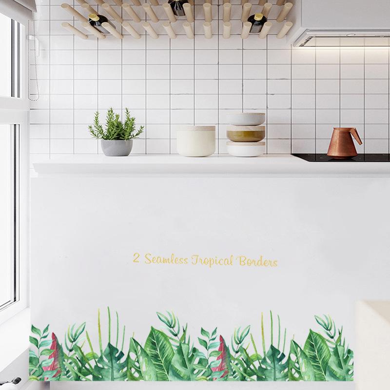 Künstlerische Grüne Pflanzen Blumen Selbstklebender Wandsticker Frischer Stil für Wohnzimmer Schlafzimmer Studentenwohnheim Glasdekoration