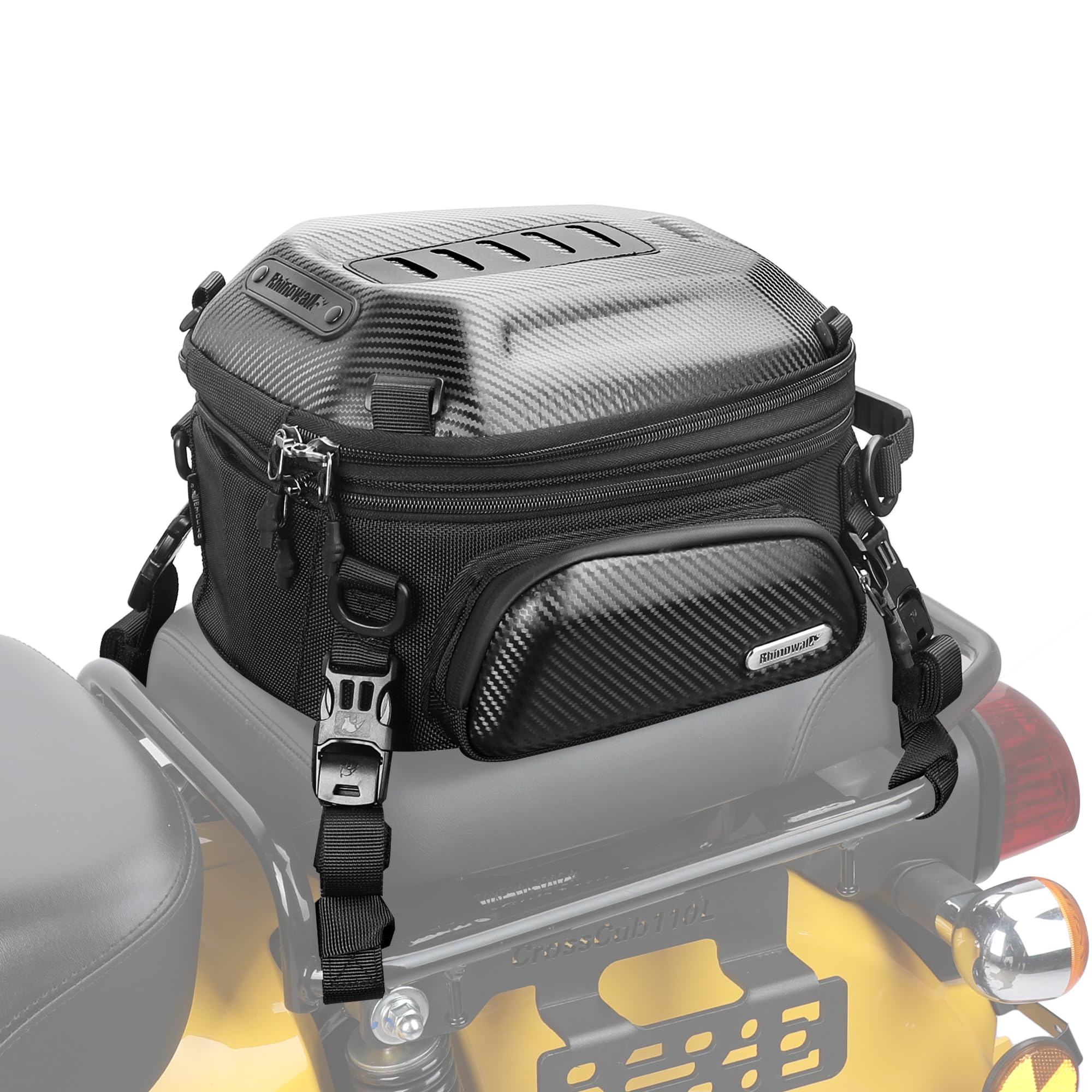 

Rhinowalk Motorcycle Seat Variable Expandable Hard Shell Motorcycle Touring Bag with Waterproof Rain Easy Versatile Bike Bag with Shoulder Strap Bag,